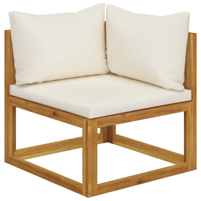 4 Piece Garden Lounge Set with Cushion Cream Solid Acacia Wood