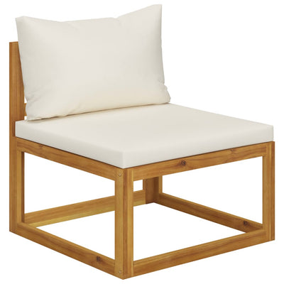 4 Piece Garden Lounge Set with Cushion Cream Solid Acacia Wood