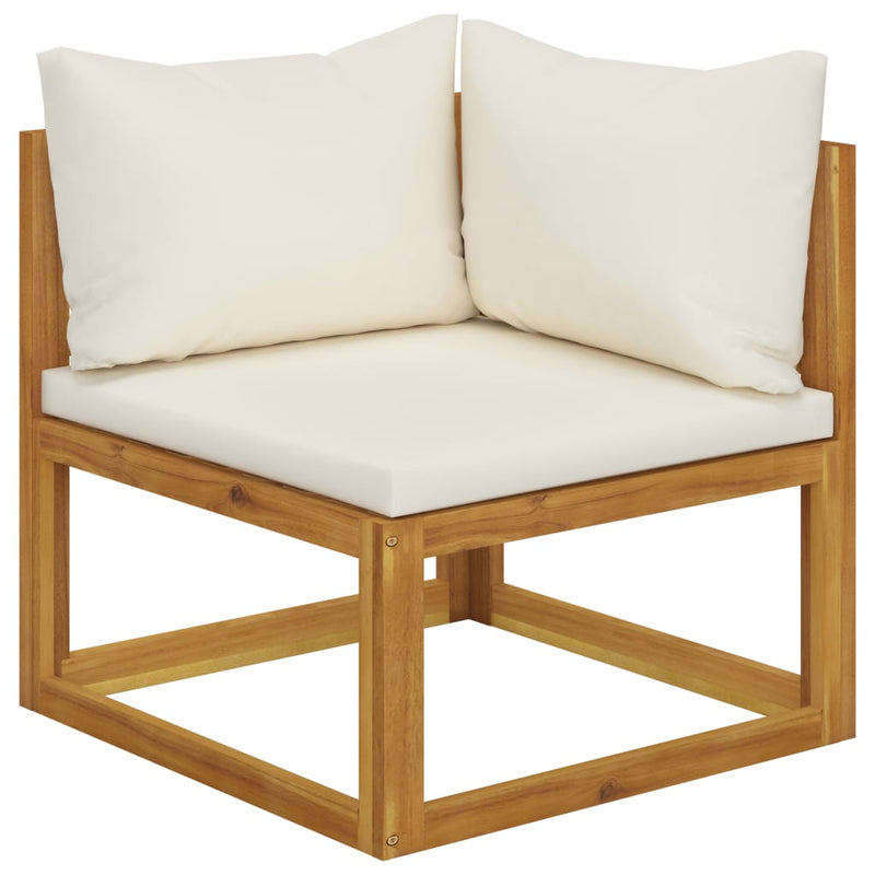 5 Piece Garden Lounge Set with Cushion Cream Solid Acacia Wood