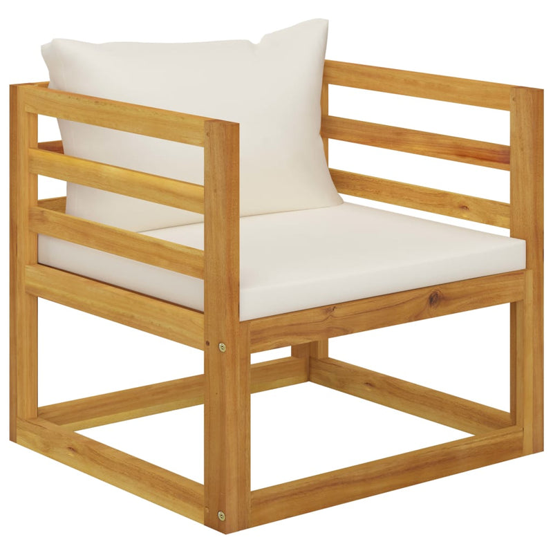 5 Piece Garden Lounge Set with Cushion Cream Solid Acacia Wood