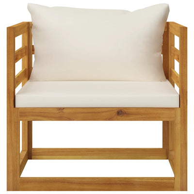 5 Piece Garden Lounge Set with Cushion Cream Solid Acacia Wood