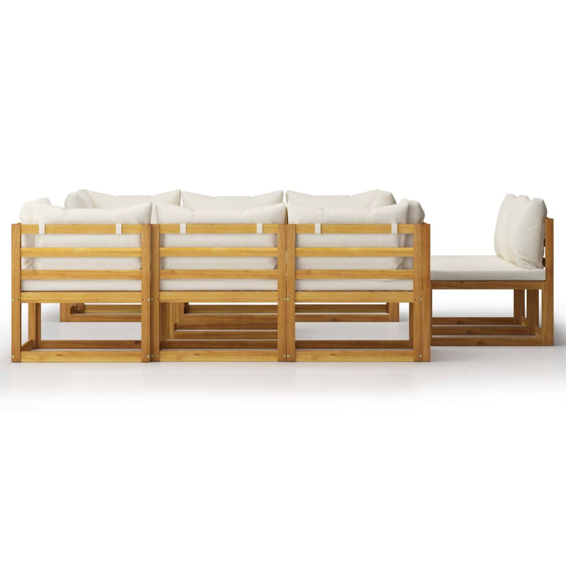 9 Piece Garden Lounge Set with Cushion Cream Solid Acacia Wood