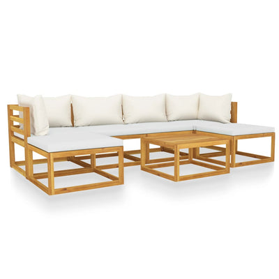 7 Piece Garden Lounge Set with Cushion Cream Solid Acacia Wood