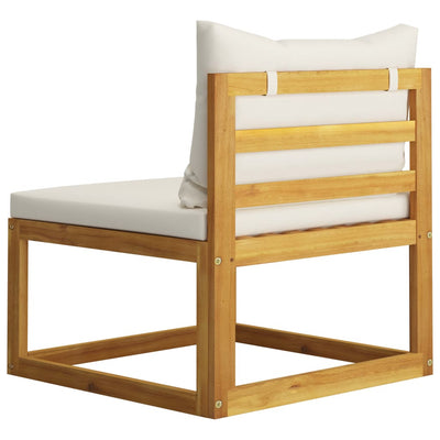 4 Piece Garden Lounge Set with Cushion Cream Solid Acacia Wood