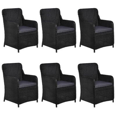 7 Piece Outdoor Dining Set Poly Rattan Black