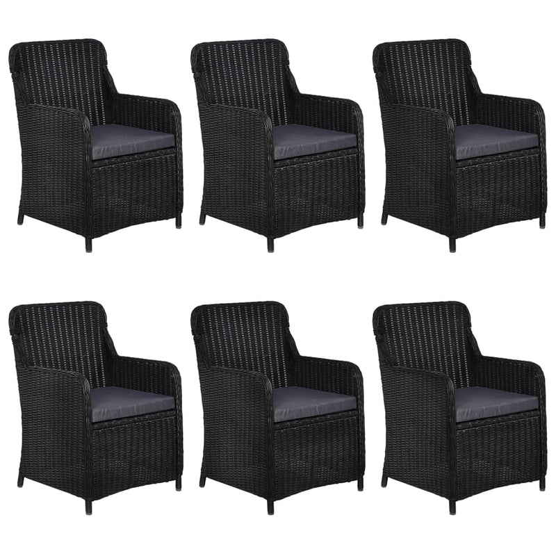 7 Piece Outdoor Dining Set Poly Rattan Black