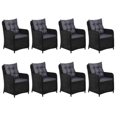 9 Piece Outdoor Dining Set Poly Rattan Black