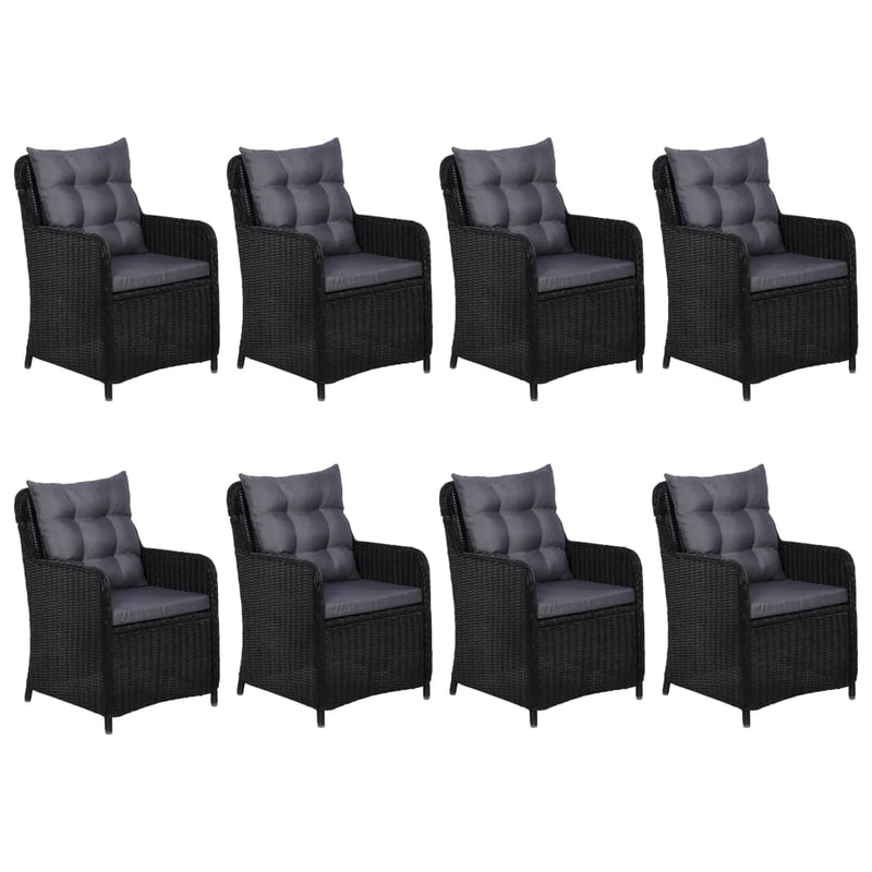 9 Piece Outdoor Dining Set Poly Rattan Black