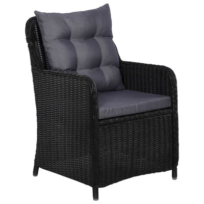 9 Piece Outdoor Dining Set Poly Rattan Black