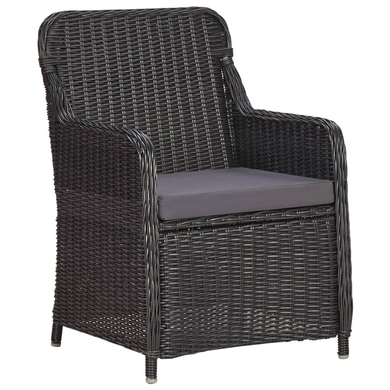 7 Piece Outdoor Dining Set Poly Rattan Black