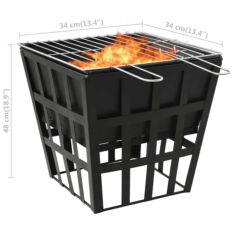 2-in-1 Fire Pit and BBQ 34x34x48 cm Steel