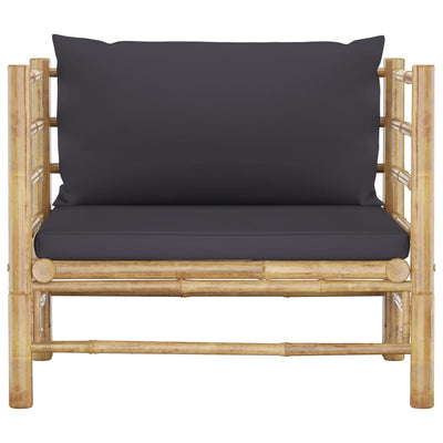 Garden Sofa with Dark Grey Cushions Bamboo