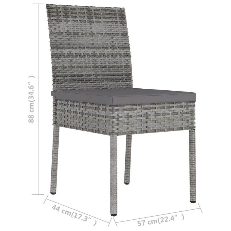 Garden Dining Chairs 2 pcs Poly Rattan Grey