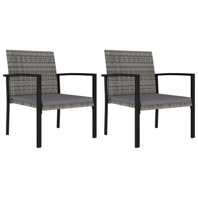 Garden Dining Chairs 2 pcs Poly Rattan Grey