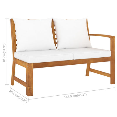 4 Piece Garden Lounge Set with Cushion Cream Solid Acacia Wood