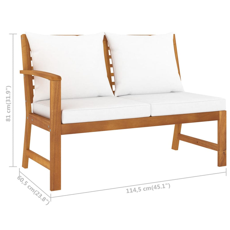 4 Piece Garden Lounge Set with Cushion Cream Solid Acacia Wood