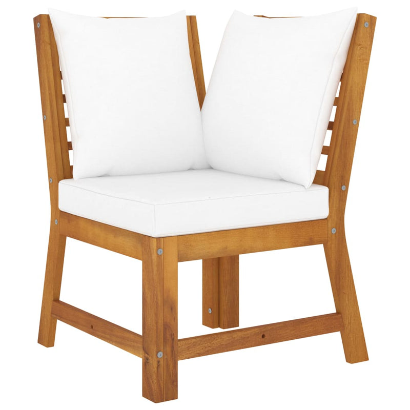 5 Piece Garden Lounge Set with Cushion Cream Solid Acacia Wood