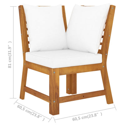 4 Piece Garden Lounge Set with Cushion Cream Solid Acacia Wood