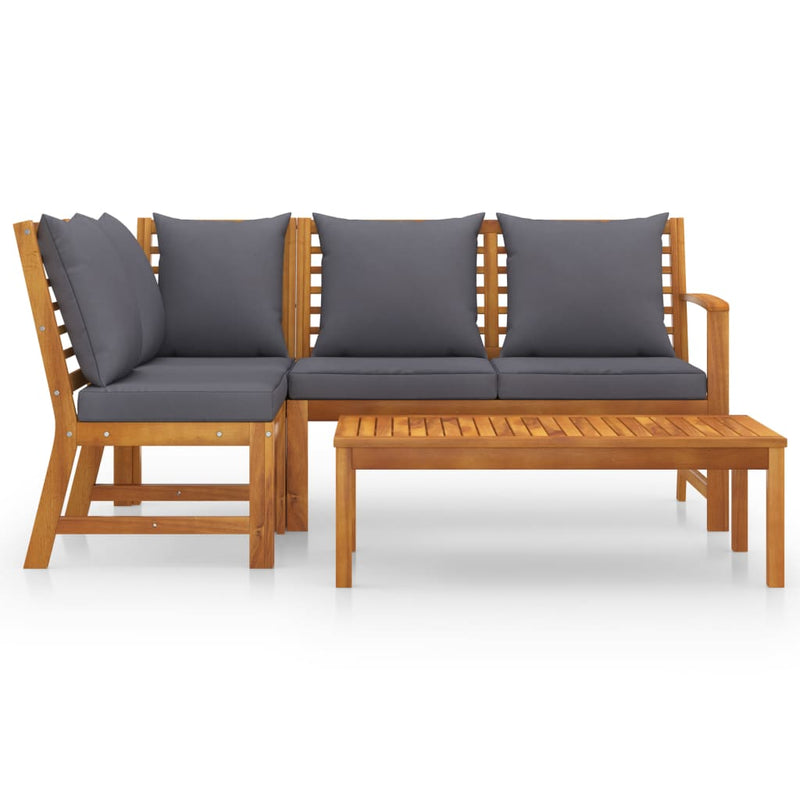 4 Piece Garden Lounge Set with Cushion Solid Acacia Wood