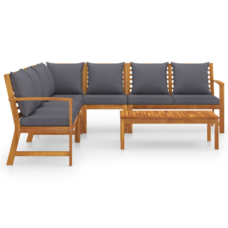 6 Piece Garden Lounge Set with Cushion Solid Acacia Wood