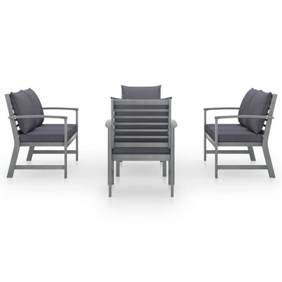 5 Piece Garden Lounge Set with Cushion Solid Acacia Wood Grey