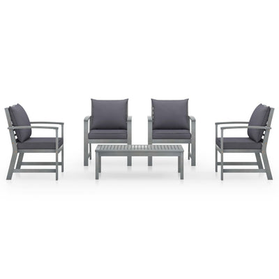 5 Piece Garden Lounge Set with Cushion Solid Acacia Wood Grey