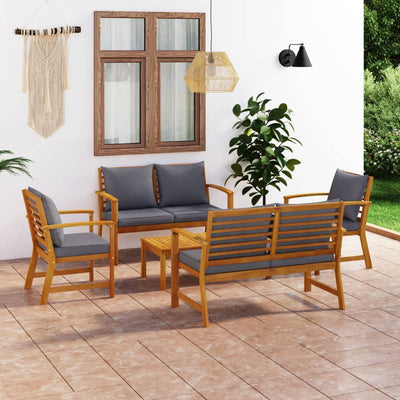 5 Piece Garden Lounge Set with Cushion Solid Acacia Wood