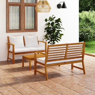 3 Piece Garden Lounge Set with Cushion Solid Acacia Wood