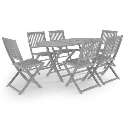 7 Piece Garden Dining Set Solid Acacia Wood Grey