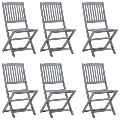 7 Piece Garden Dining Set Solid Acacia Wood Grey