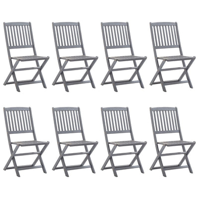 9 Piece Garden Dining Set Solid Acacia Wood Grey