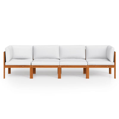 4-Seater Garden Sofa with Cushion Solid Acacia Wood