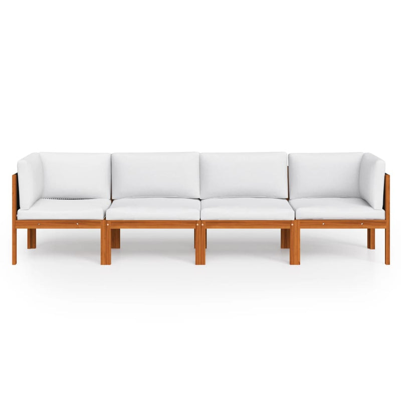 4-Seater Garden Sofa with Cushion Solid Acacia Wood