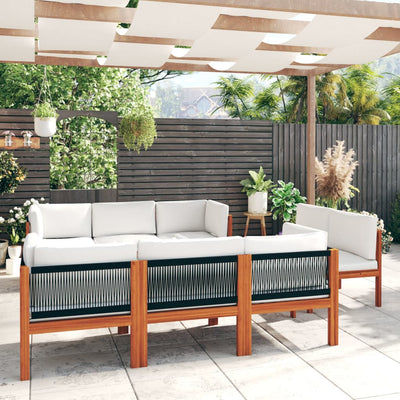 9 Piece Garden Lounge Set with Cushions Cream Solid Acacia Wood