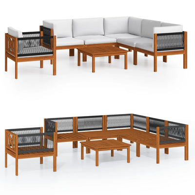 7 Piece Garden Lounge Set with Cushions Cream Solid Acacia Wood