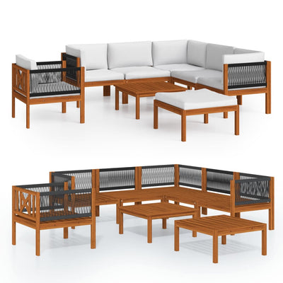 8 Piece Garden Lounge Set with Cushions Cream Solid Acacia Wood