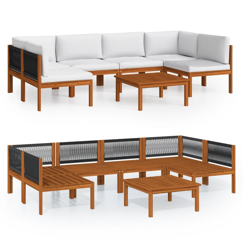 7 Piece Garden Lounge Set with Cushions Cream Solid Acacia Wood