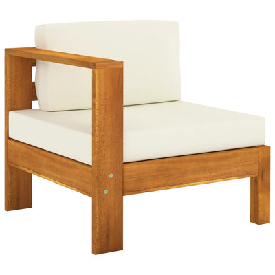 3-Seater Garden Sofa with Cream White Cushions Solid Acacia Wood