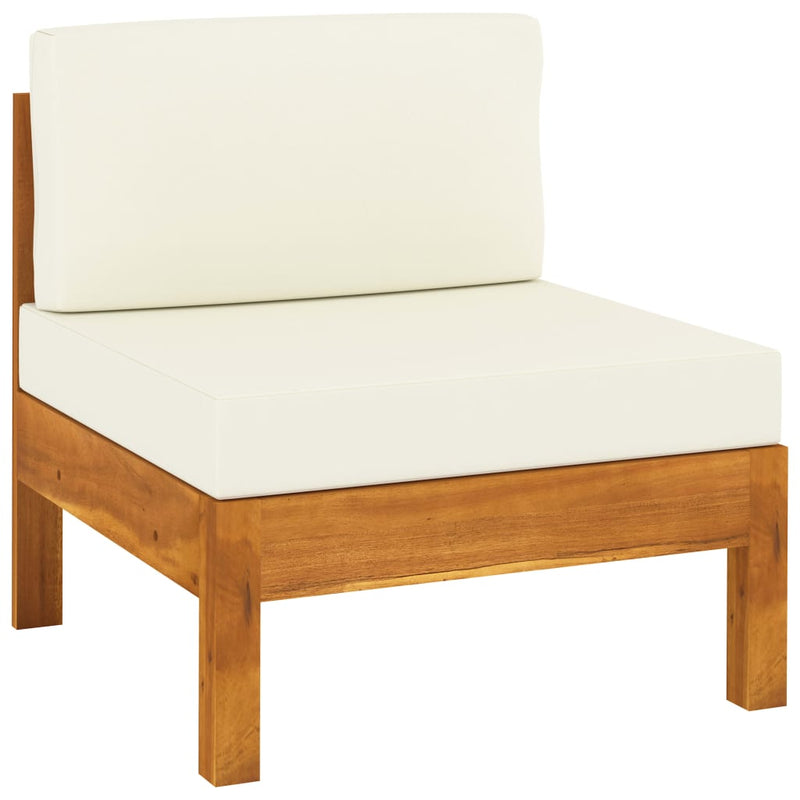 3-Seater Garden Sofa with Cream White Cushions Solid Acacia Wood