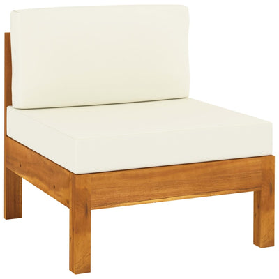 4-Seater Garden Sofa with Cream White Cushions Solid Acacia Wood