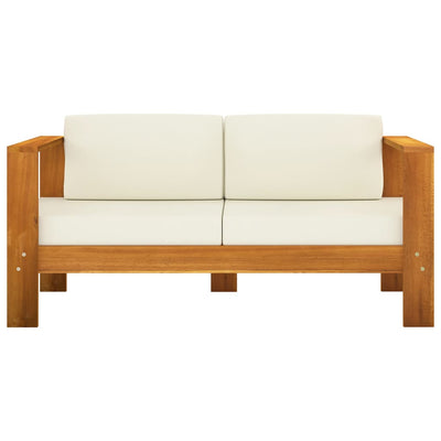 4 Piece Garden Lounge Set with Cream White Cushions Acacia Wood