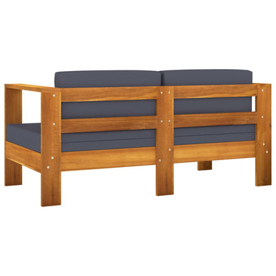 8 Piece Garden Lounge Set with Dark Grey Cushions Acacia Wood