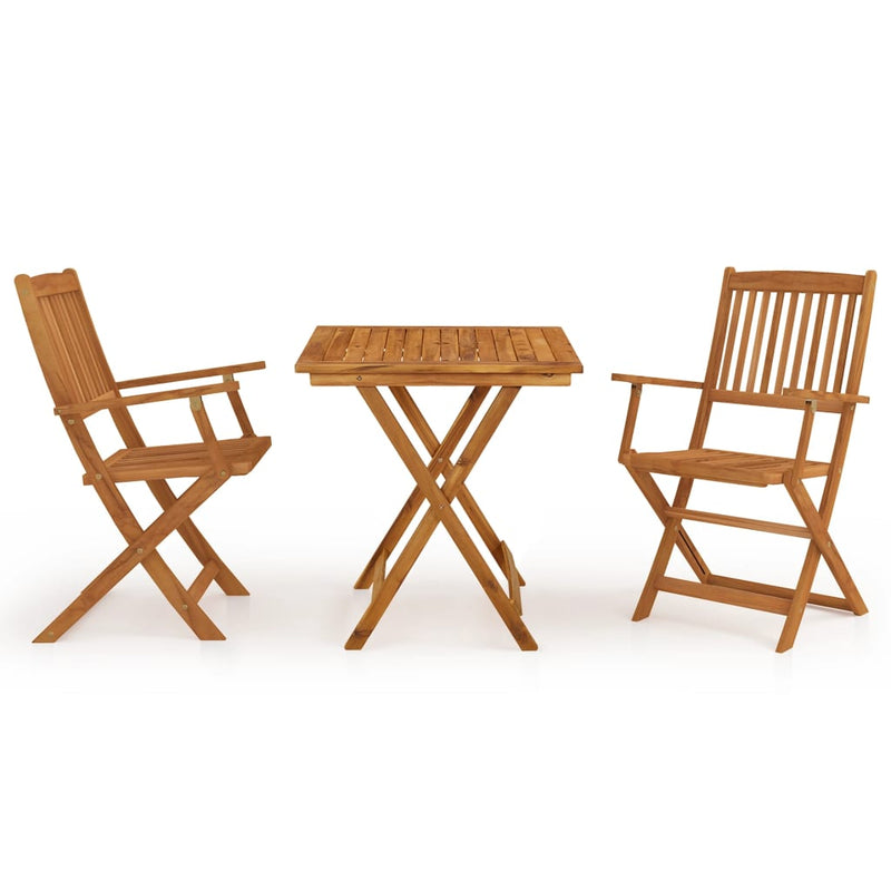 3 Piece Folding Garden Dining Set Solid Acacia Wood