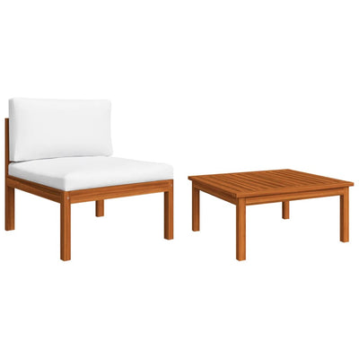 2 Piece Garden Lounge Set with Cushions Solid Acacia Wood