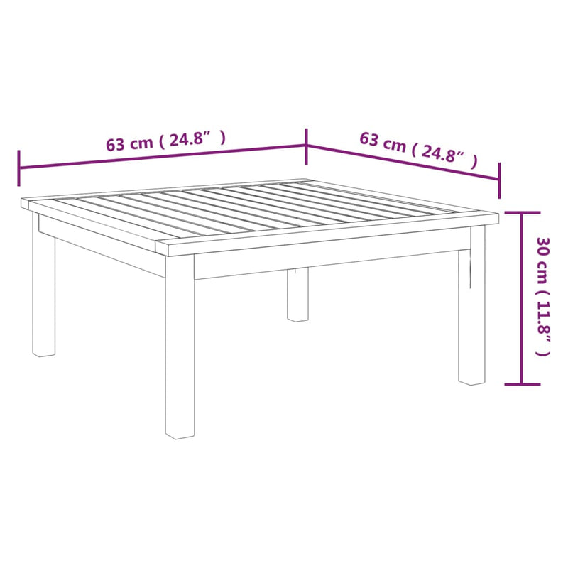 Garden Lounge Table 63x63x30 cm Solid Acacia Wood