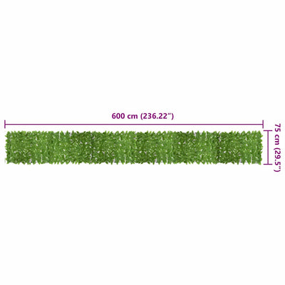 Balcony Screen with Green Leaves 600x75 cm