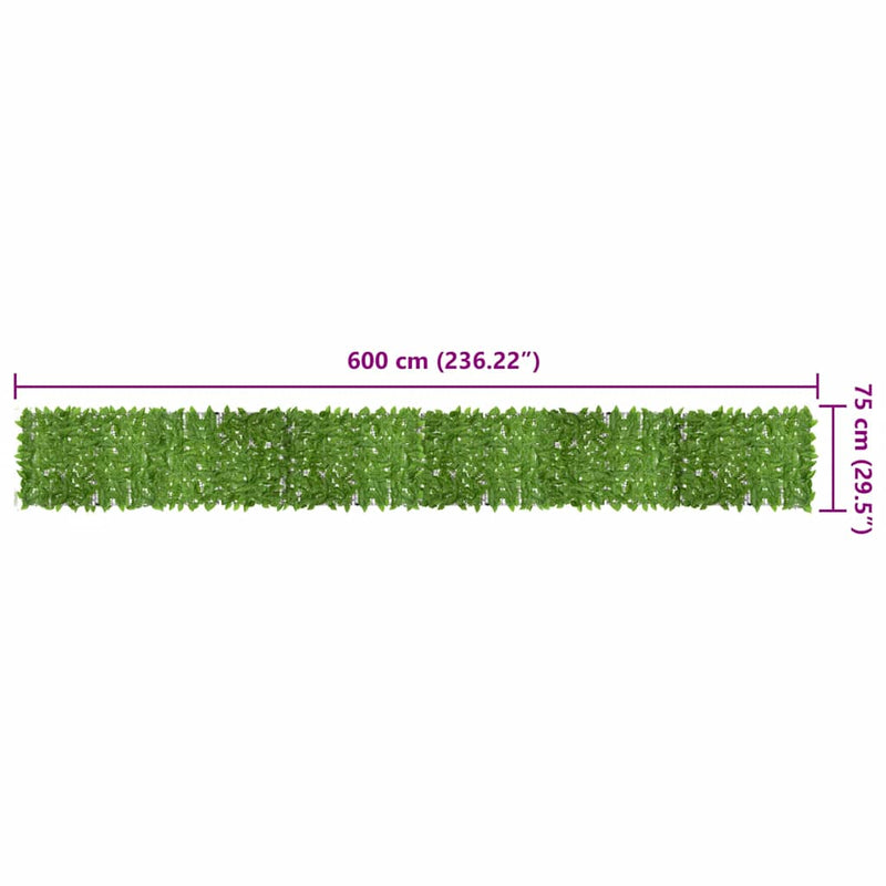 Balcony Screen with Green Leaves 600x75 cm
