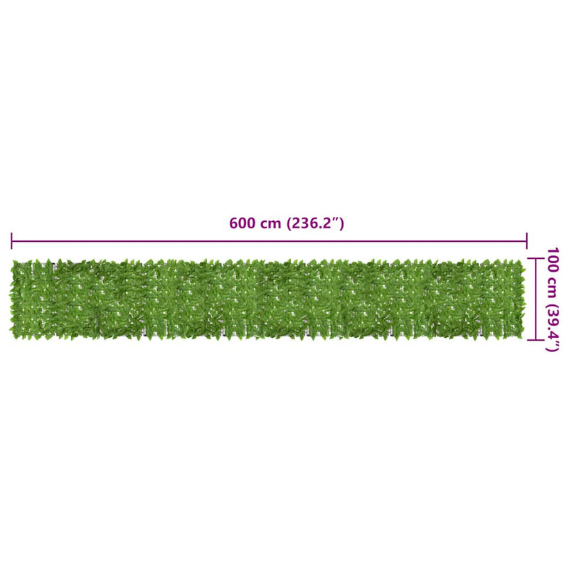 Balcony Screen with Green Leaves 600x100 cm