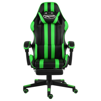 Racing Chair with Footrest Black and Green Faux Leather