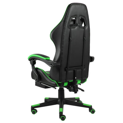 Racing Chair with Footrest Black and Green Faux Leather